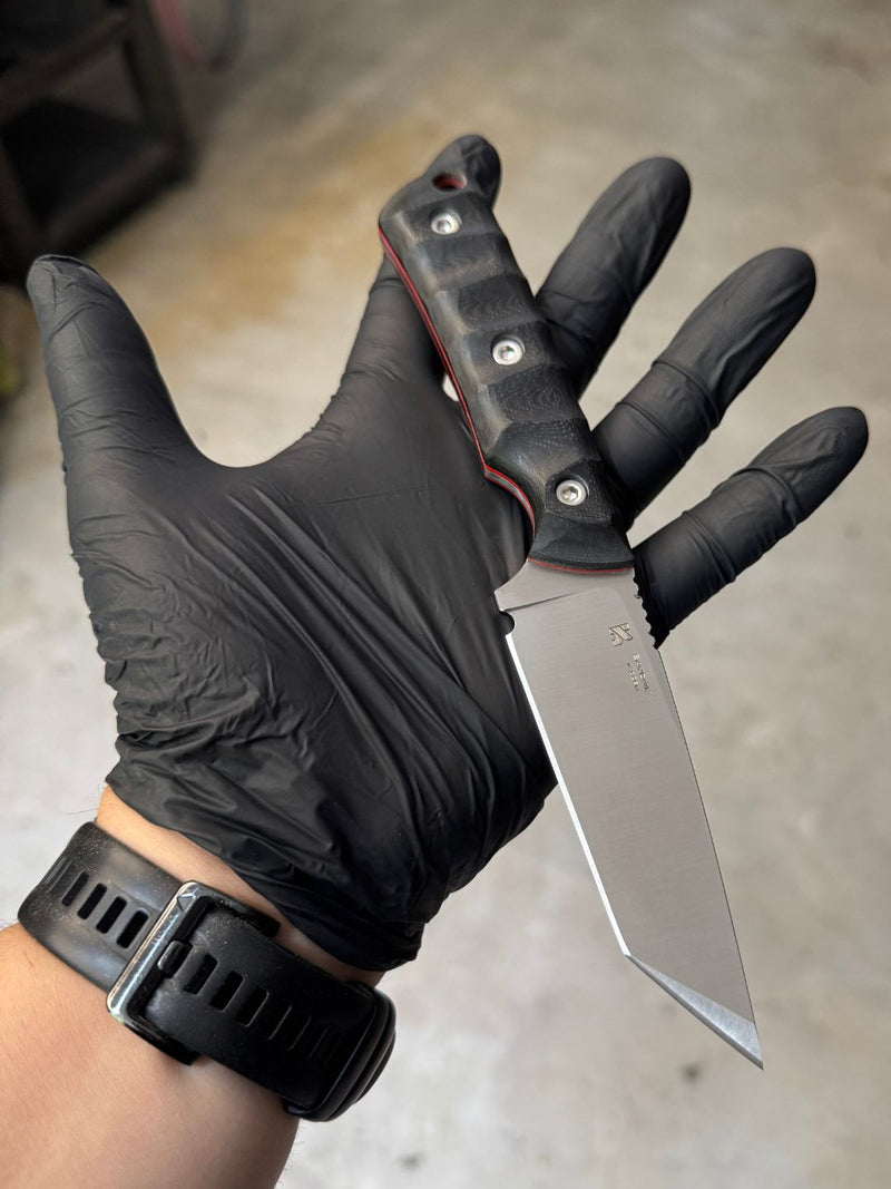 EDC- Tantô Sandvik (G10 Preto e Espaçador Vermelho)